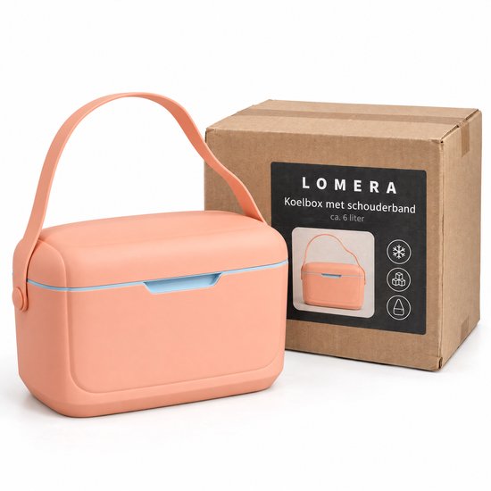 Lomera Koelbox 6 Liter Roze - Kleine Passieve Koelbox met Schouderband - Draagbare Frigobox voor Picknick, Strand en Camping - Isolatiebox - Thermobox - Coolbox van Lomera — afbeelding 3