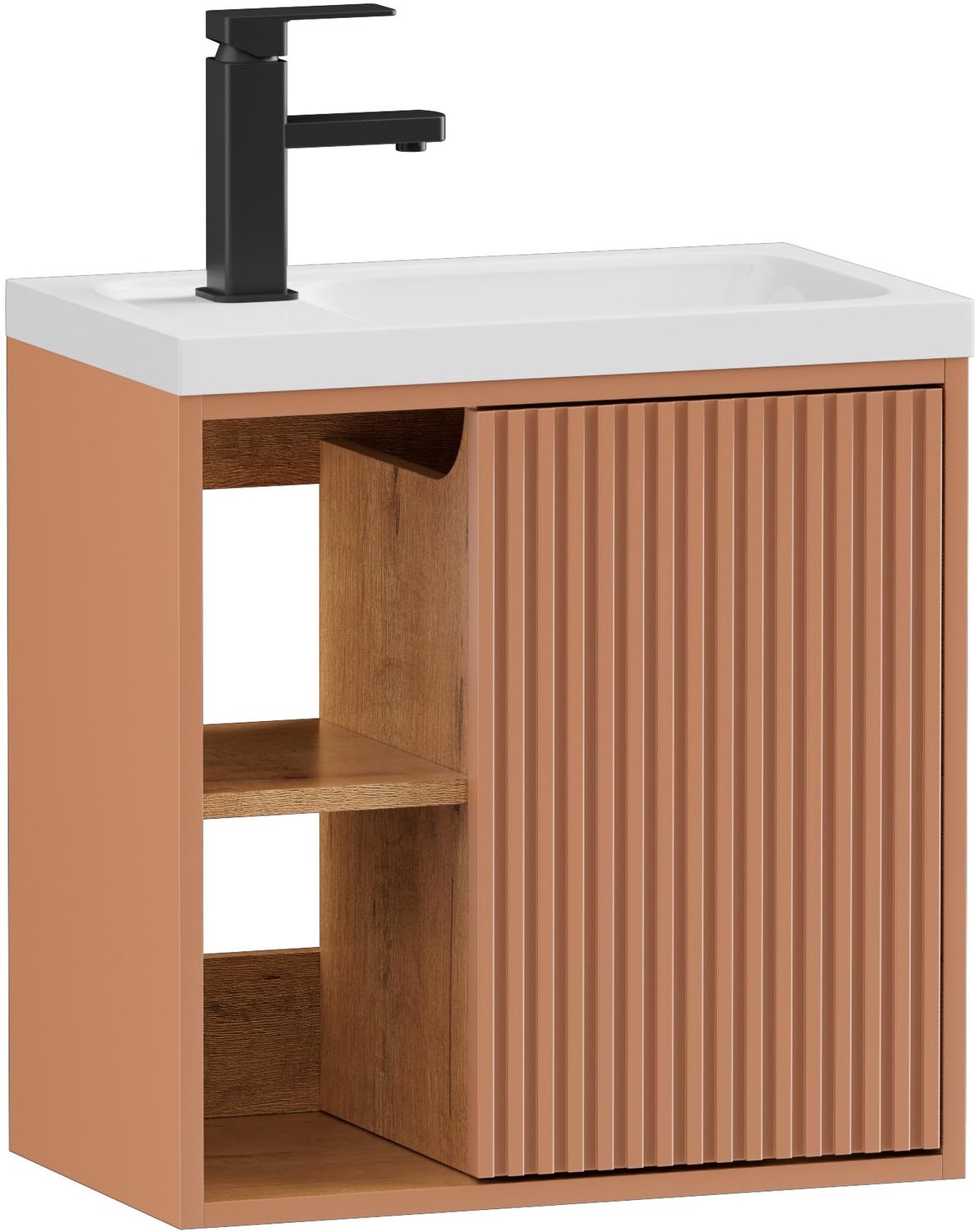 UEV wandgemonteerde wastafel met badmeubel, kleine wastafel, roze
