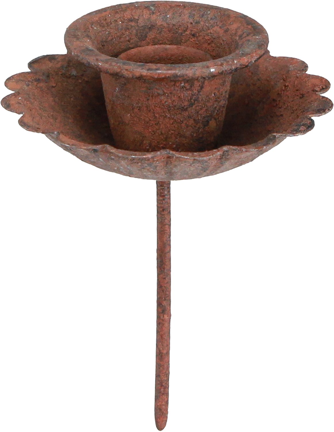 posiwio Stokkaarshouder om in te steken, roestlook, Ø8,5cm, H4cm, 4 stuks Bruin