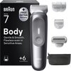 Braun Series 7 Body Groomer BG7, grijs, met oplader, 4 opzetstukken en etui