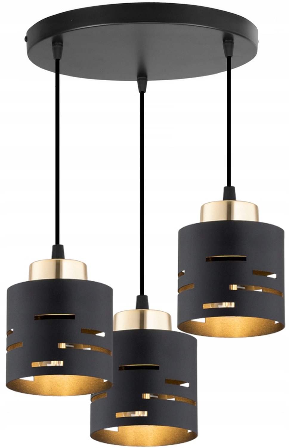 Moderne Zwarte Plafondlamp met Metalen Kappen - Merkloos
