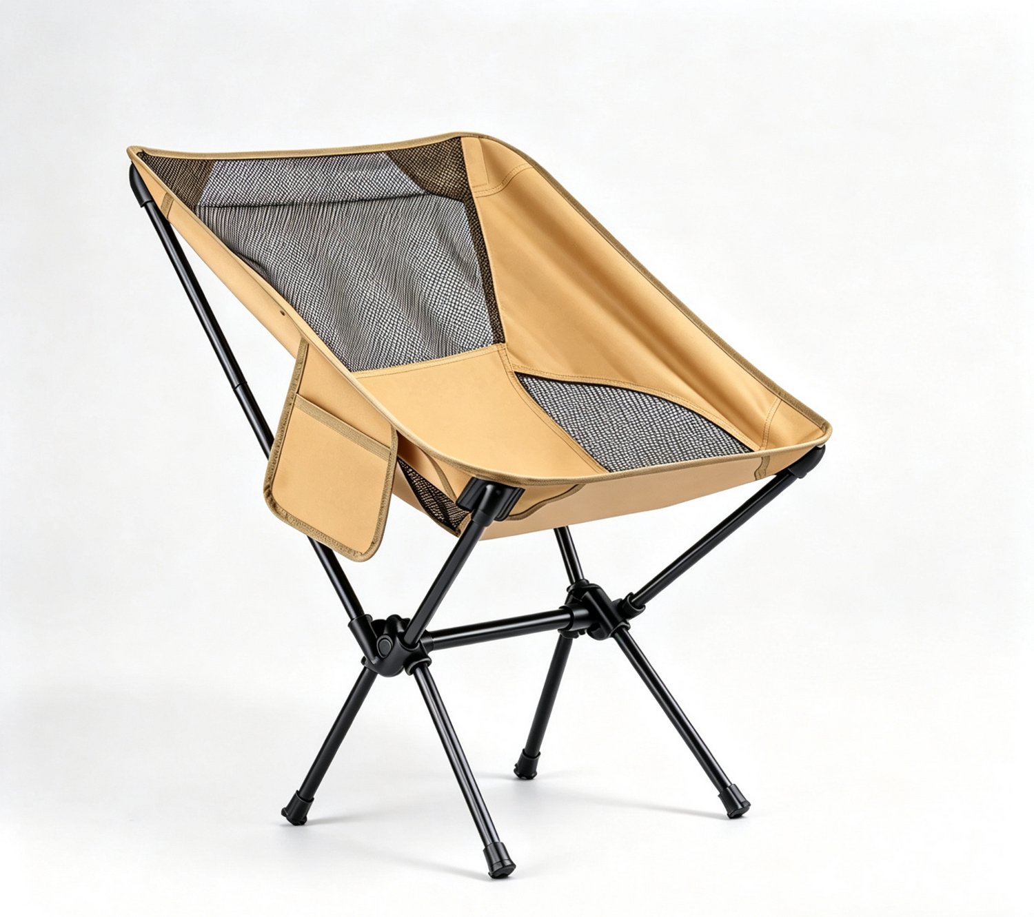 Ultralichte opvouwbare campingstoel - 1250 gram - Anti-doorzakpoten - Inclusief opbergtas - Khaki geperforeerd design