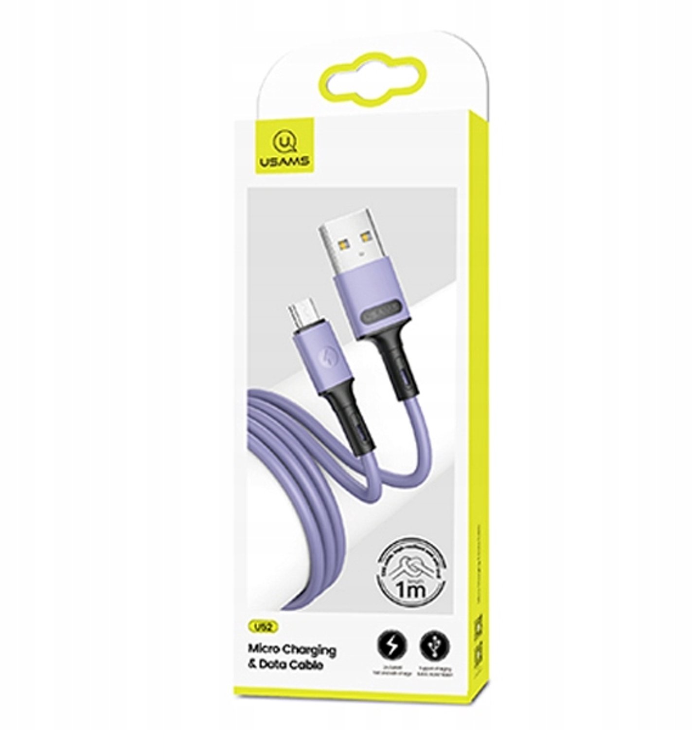USAMS U52 Serie - MicroUSB Kabel - 1m - 2A Snelladen - Purper