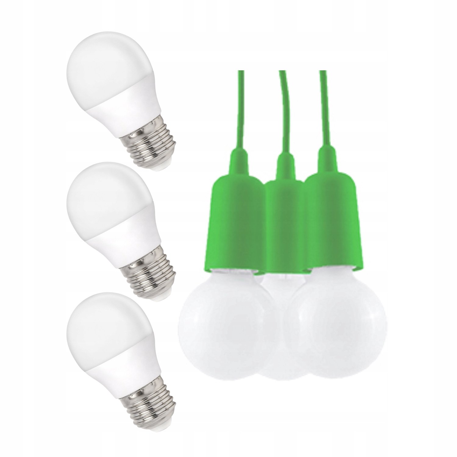 INEZA 3 Groene Hanglamp met LED Lampen - E27 Fitting