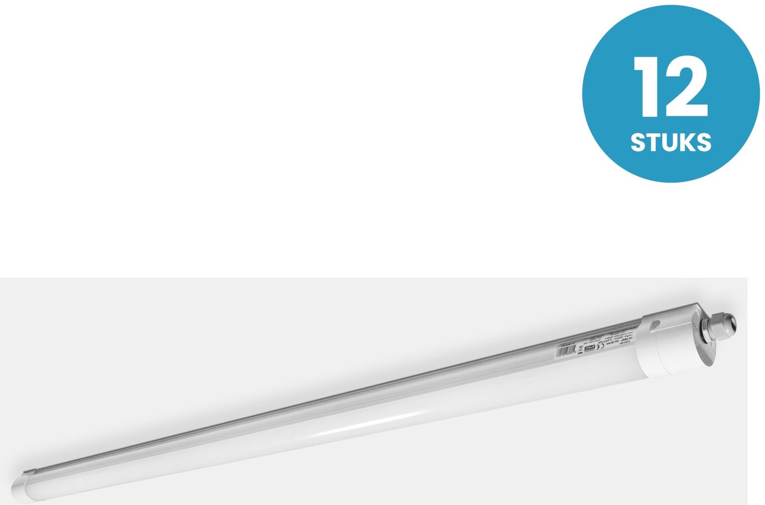 LED Tri-proof Armatuur 600mm 2600lm 12W-18W - Koelwit 4000K - Koppelbaar - IP65 IK08 - 12 stuks - 230V