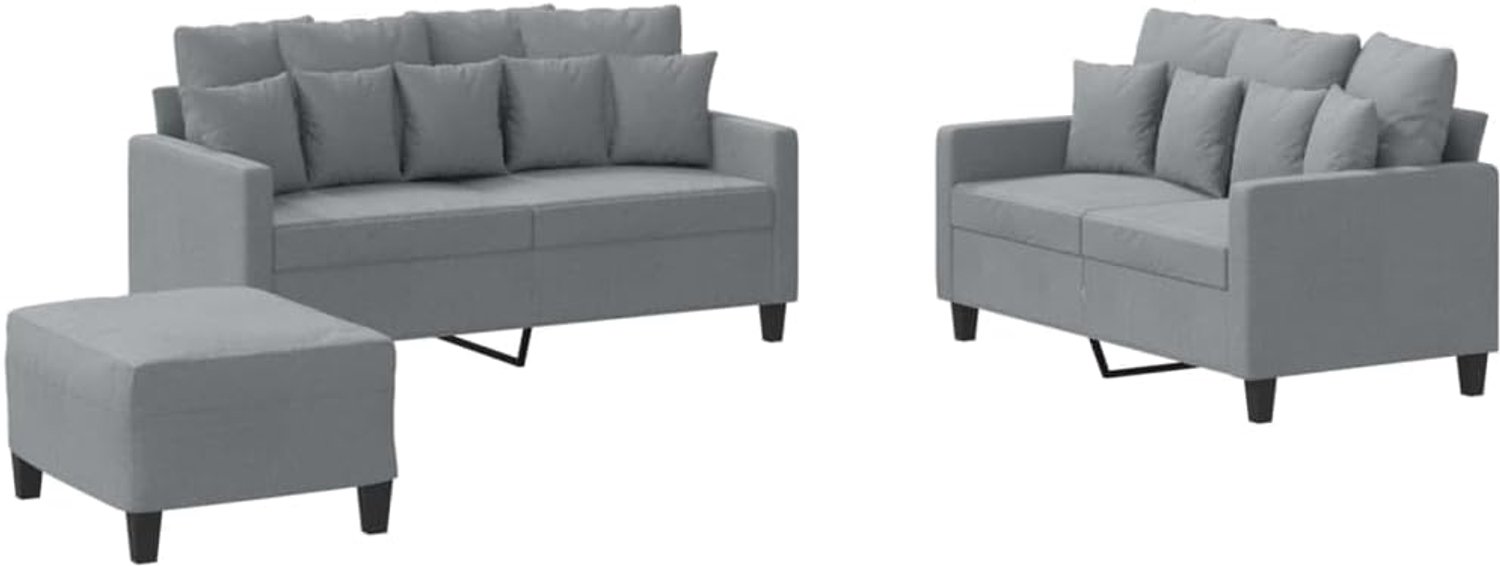 3-delig. Sofa set met kussen lichtgrijs stof woonkamer bank kantoor sofa slaapkamer sofa lounge sofa voor woonkamer, slaapkamer, logeerkamer