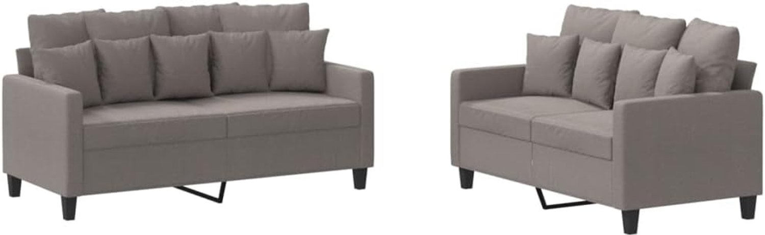 Slaapbank Kantoor Sofa 2-delig Bankset met kussen Taupe Stof voor Woonkamer, Slaapkamer Kantoor