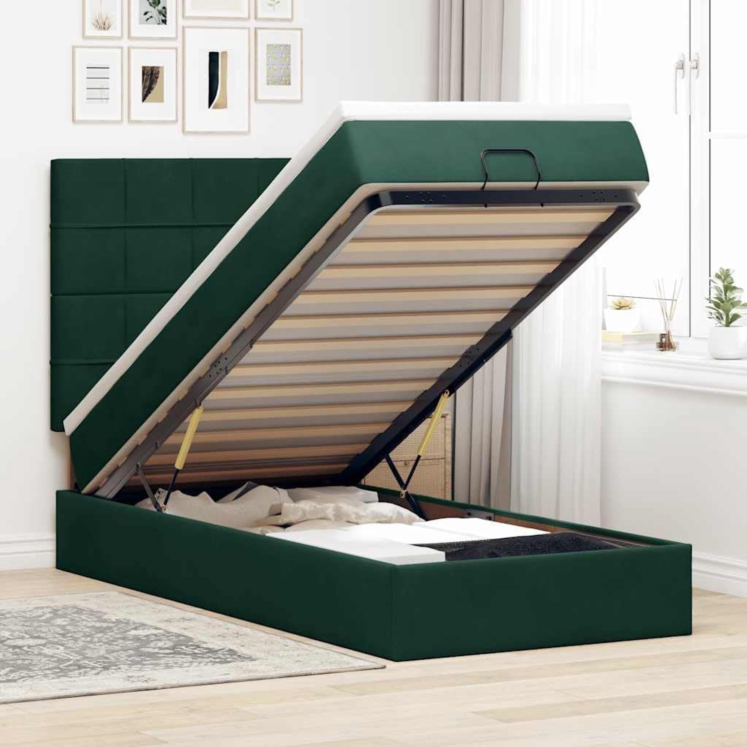 Opbergbed pocketvering donkergroen 80x200 cm