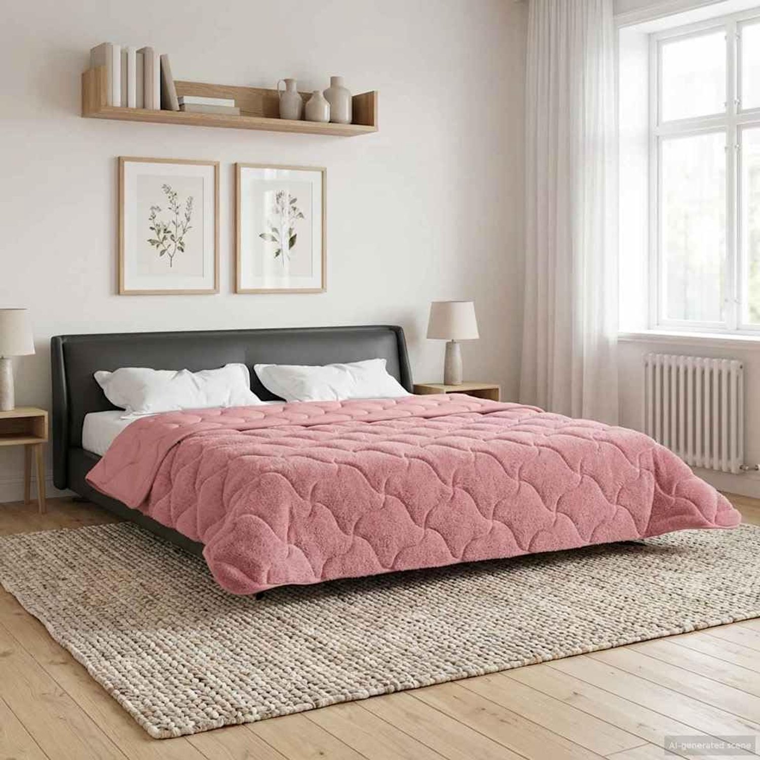 Roze 240 x 260 cm microvezel teddyfleece