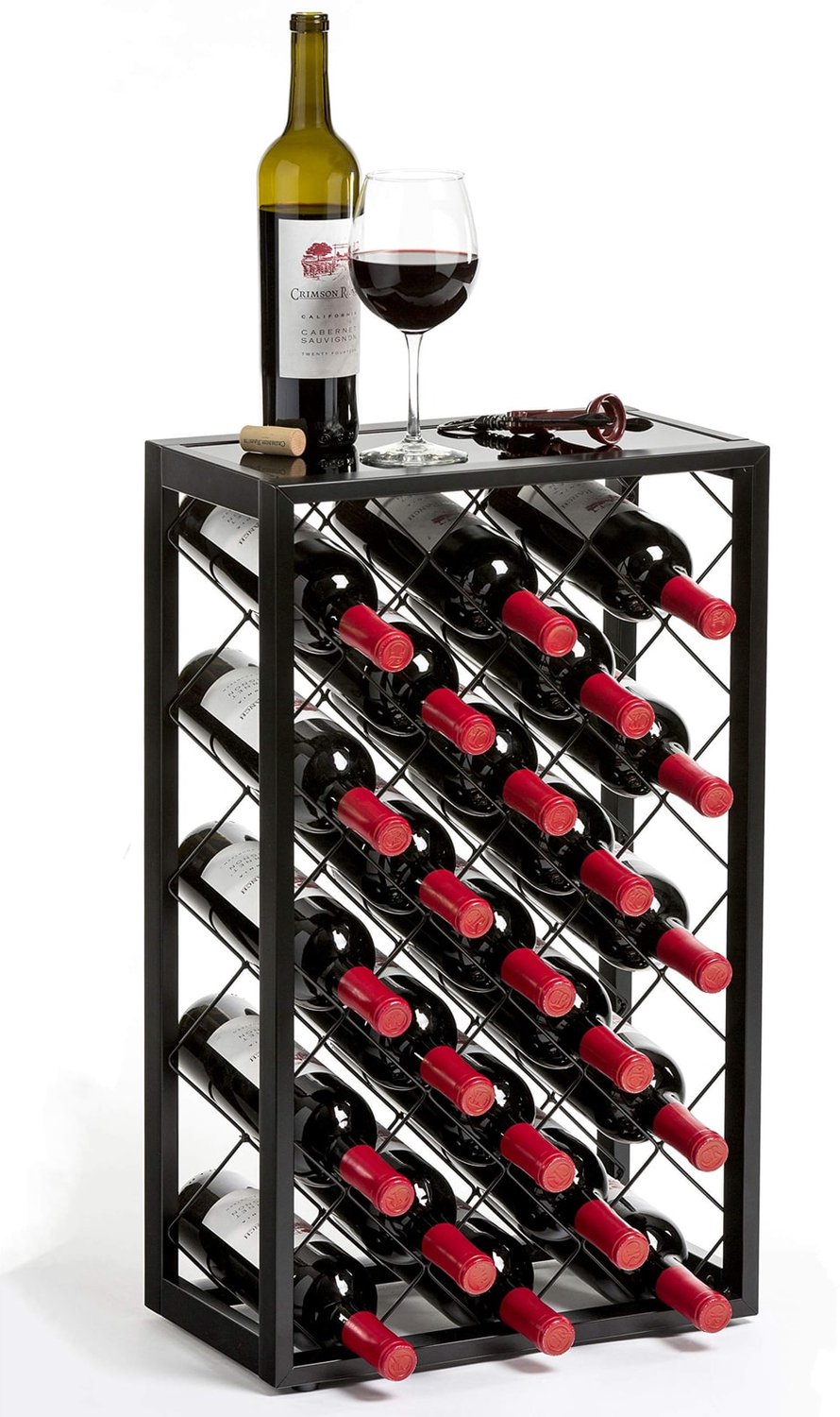 Wijnrek - 23 flessen - Zwart glas - 68 x 40 x 23 cm