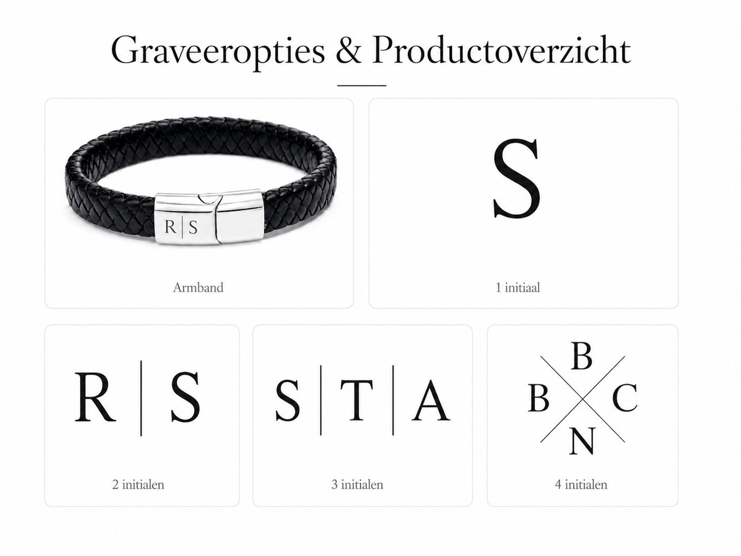 Gevlochten Armband met Initialen Zilver, 16 centimeter
