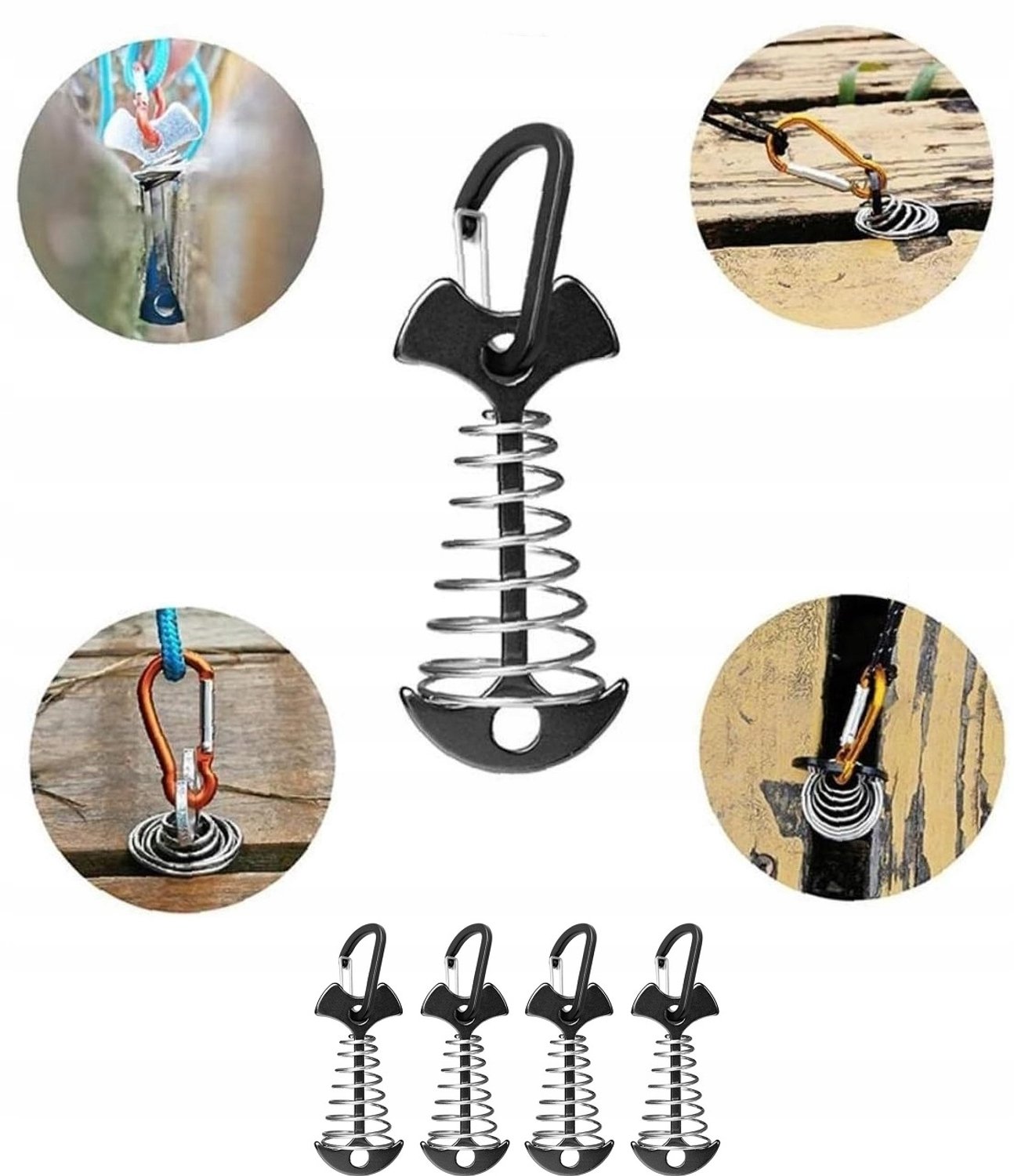 4x Visgraat Tent Haken - Robuuste Lijnspanners voor Stabiliteit