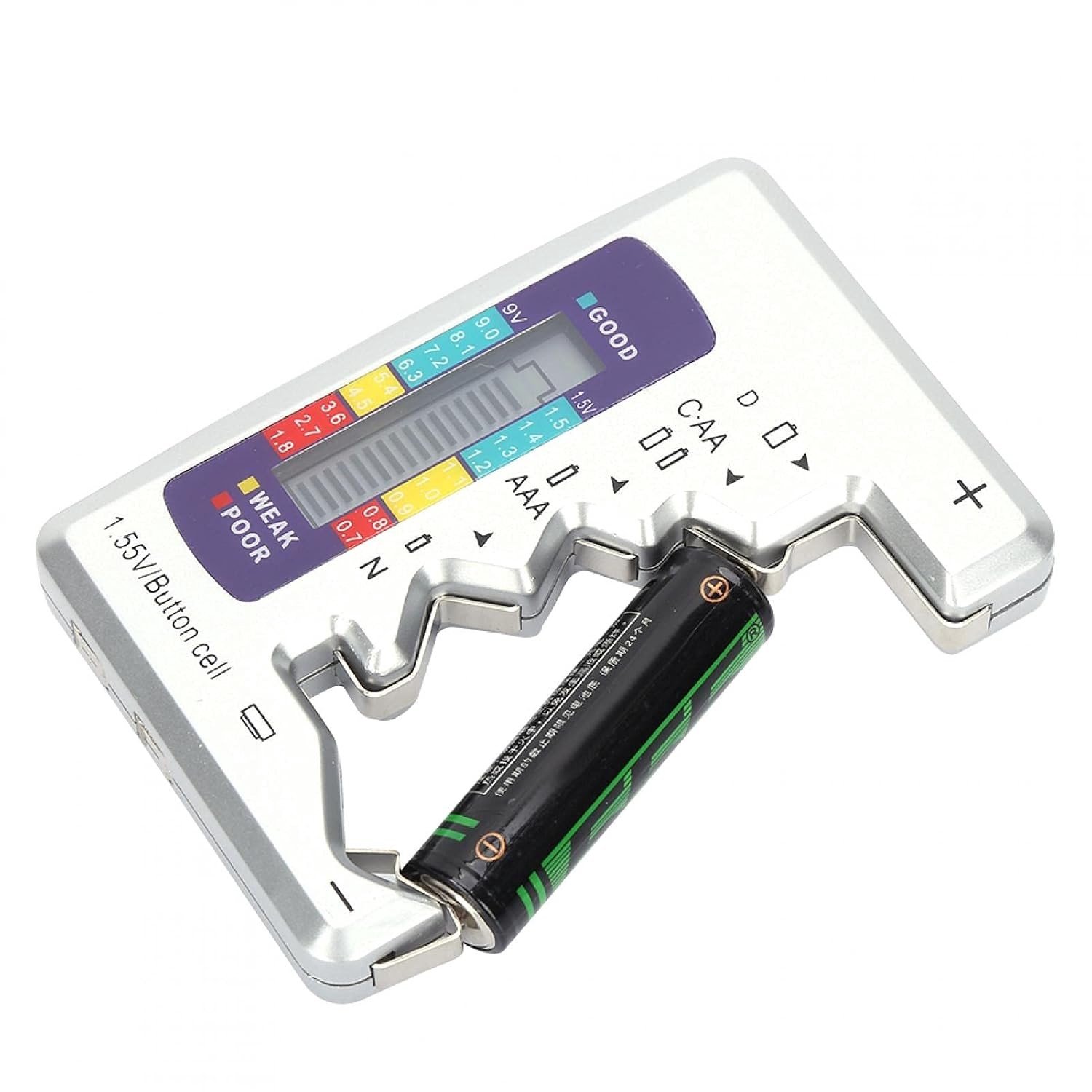 Digitale Batterij Tester - Geel - 90 x 60 mm - Compact Meetinstrument voor AA, AAA en 9V Batterijen