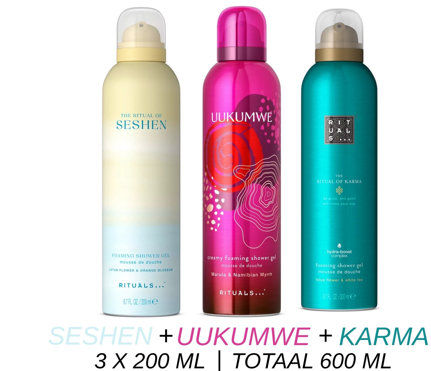 Rituals - Shower Gel Value Set - Seshen + Uukumwe + Karma - 3 x Shower Gel 200 ml = 600 ml - Douchegel - Doucheschuim