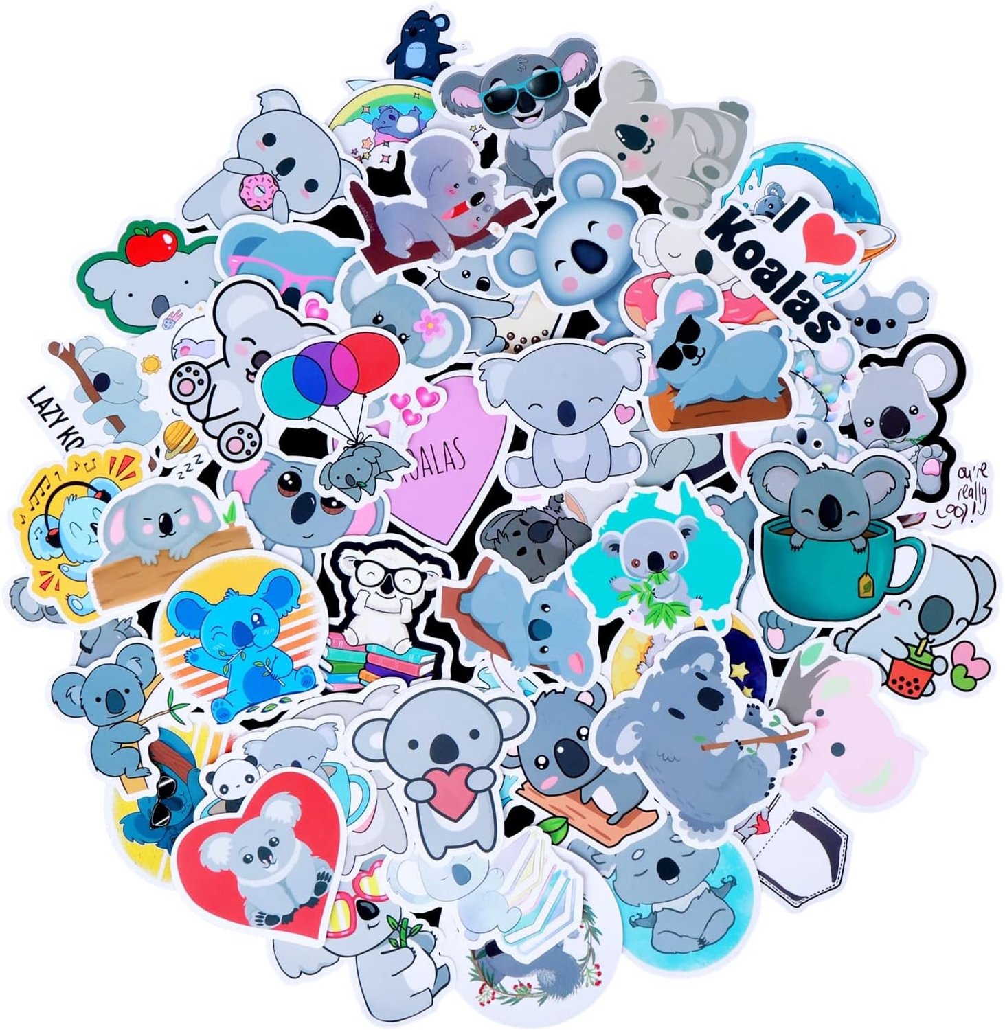 Schattige Koala Stickers - Cartoon Dier Vinyl Waterdichte Bear Stickers voor Kinderen, Leerkrachten en Waterflessen