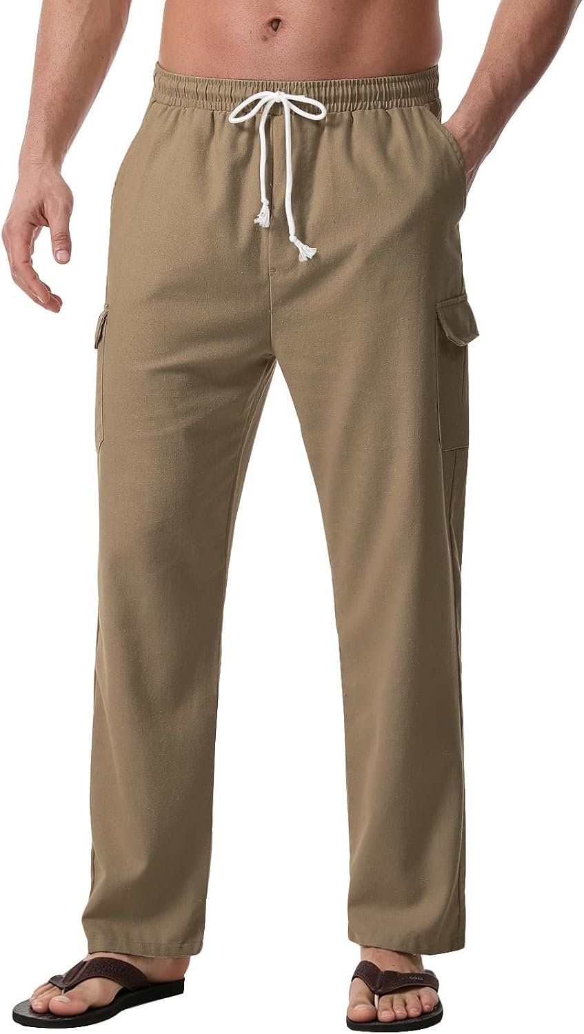 Broek voor heren, lichtgewicht yogabroek, elastische taille, rechte benen, casual broek