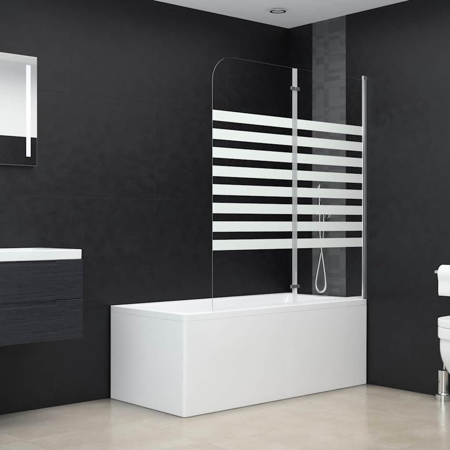 120x140 cm, badkuip vouwwand gehard glas