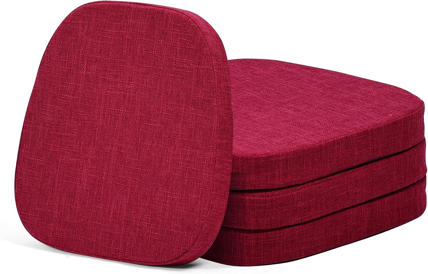 Baibu Set van 4 metalen stoelkussens met banden, antislip metalen eetkamerstoelkussens, keukenstoelkussens met machinewasbare hoes - 4 kussens (rood, 35,6 x 35,6 x 3,8 cm)