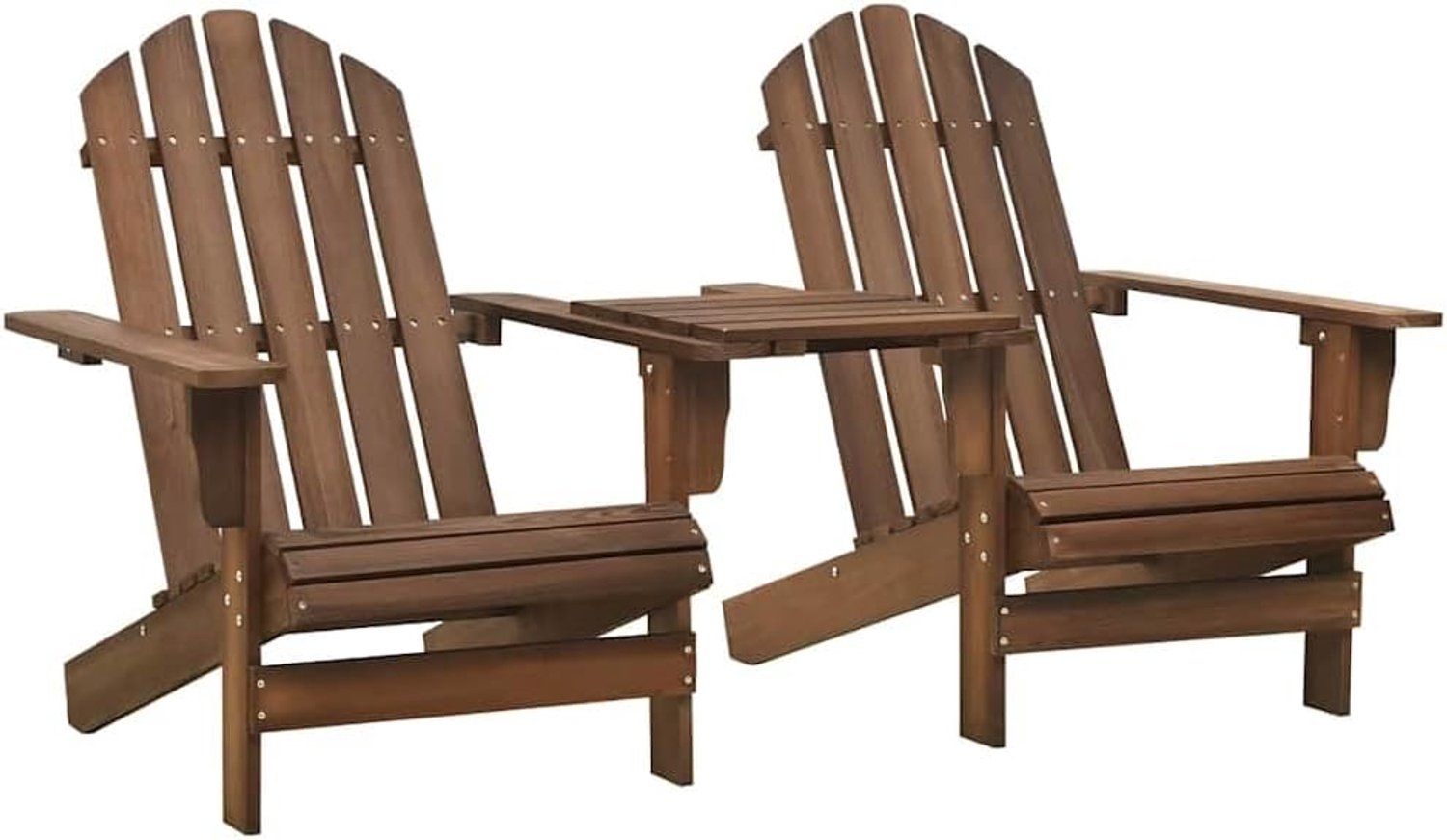 Adirondack tuinstoel met tafel, massief hout, sparrenhout, bruin
