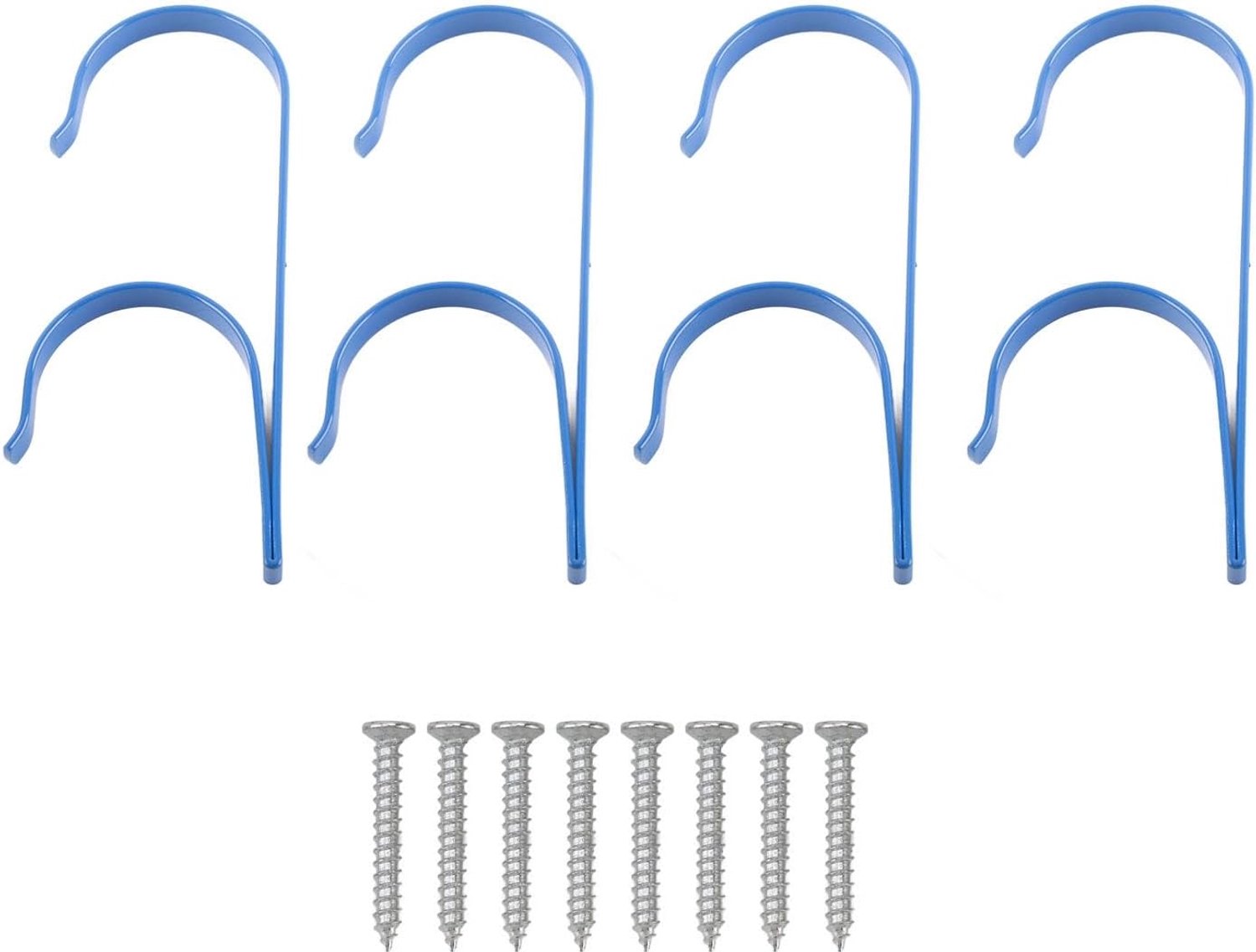 Pole Hanger, Zwembadhaken voor palen, Haken voor zwembaduitrusting, 4 sets aluminium zwembadpaalhouder, zwarte roestvrijstalen opslaghaken voor zwembaduitrusting (Blauw)
