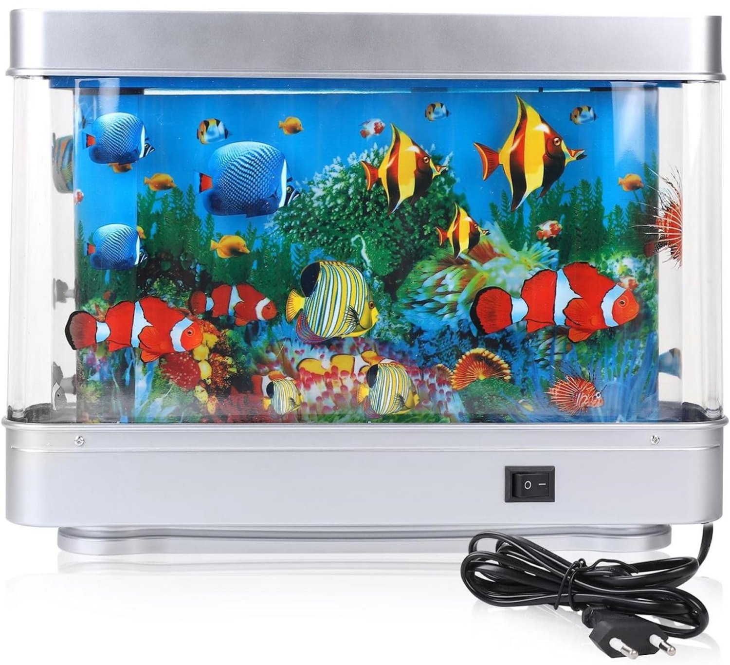 SSTRWGOOD Gesimuleerde aquariumlamp – 8 W – Dynamische virtuele oceaan en tropische vissen – Nachtlamp & kamerdecoratie – Decoratieve lamp met gesimuleerde vissen – EU-stekker