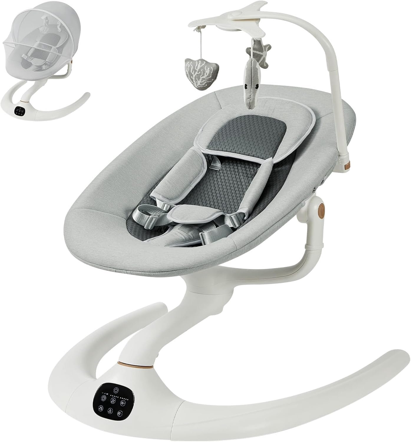 Elektrische Babyschommel Lichtgrijs - Babywieg met Motorbeweging van PP en Staal, 75 x 69 x 51 cm