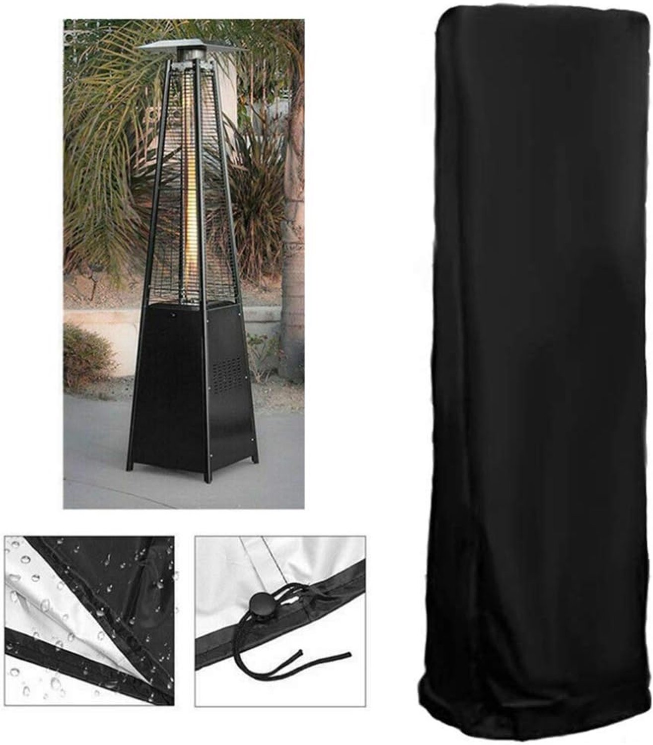 YAGXIG Hoes voor terrasverwarmer - Zwart 87×21×24 inch - Waterdicht en stofdicht Duurzaam - Beschermhoes voor balkonbuitenverwarmer voor piramide verticale terrasverwarmer