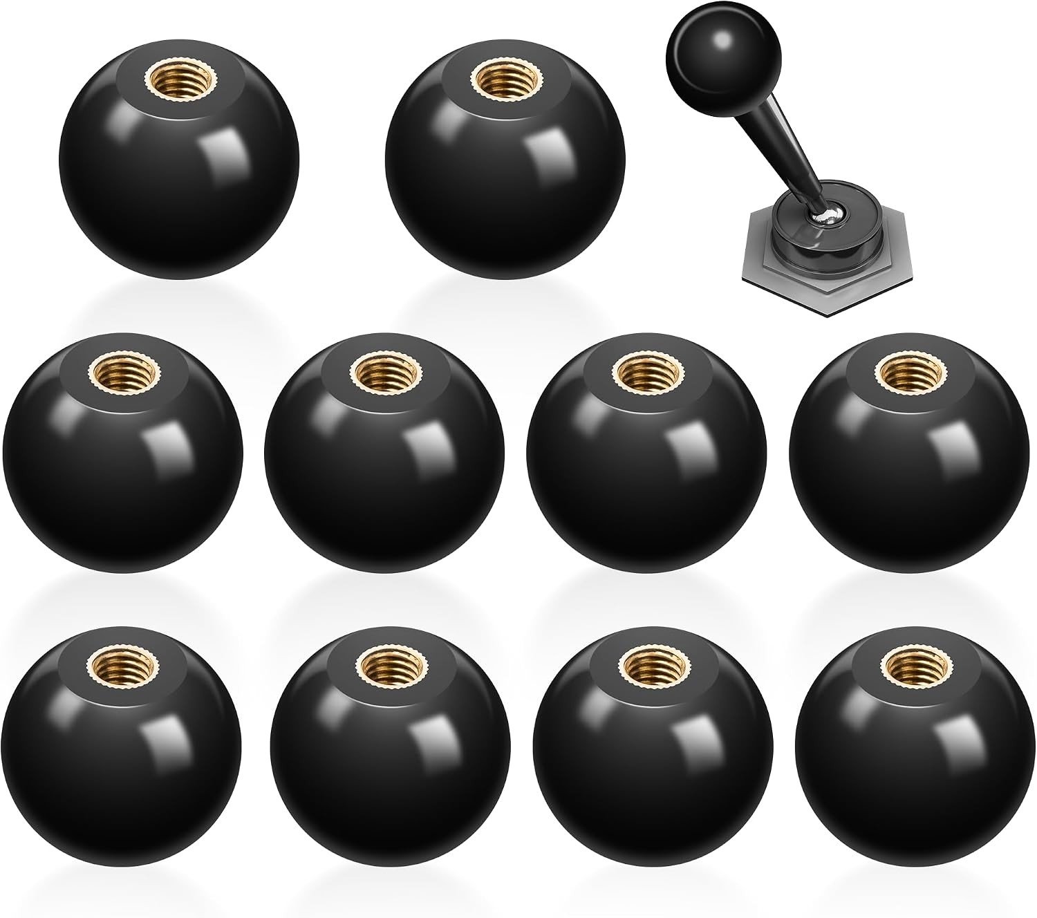 Set van 10 Bakelite Balhandgrepen 16mm met Ingebouwde Messing Schroef voor Tuinmachines en Gereedschap