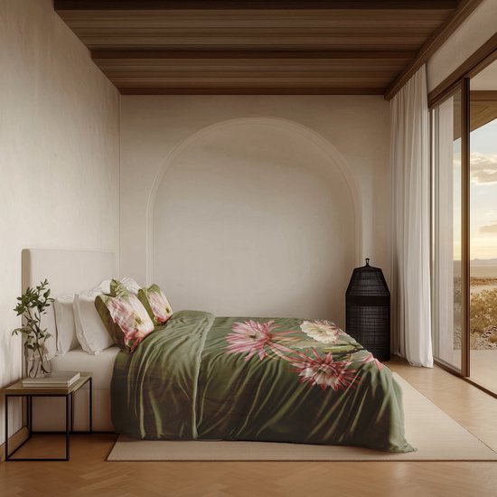 Heckettlane Dekbedovertrek Katoen Satijn Mesa - Forest Green - 100% Katoen-Satijn - Dekbedovertrek 140x200/220cm - Eenpersoons - Santa Fe van Heckettlane — afbeelding 2