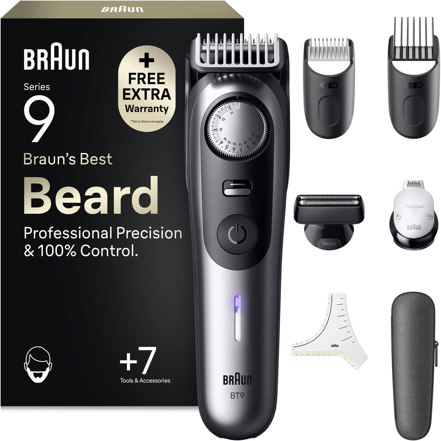 Braun Baardtrimmer Series 9 BT9520 +7 Tools - ProBlade - 52 Lengtes - Chroom bij Bol.com