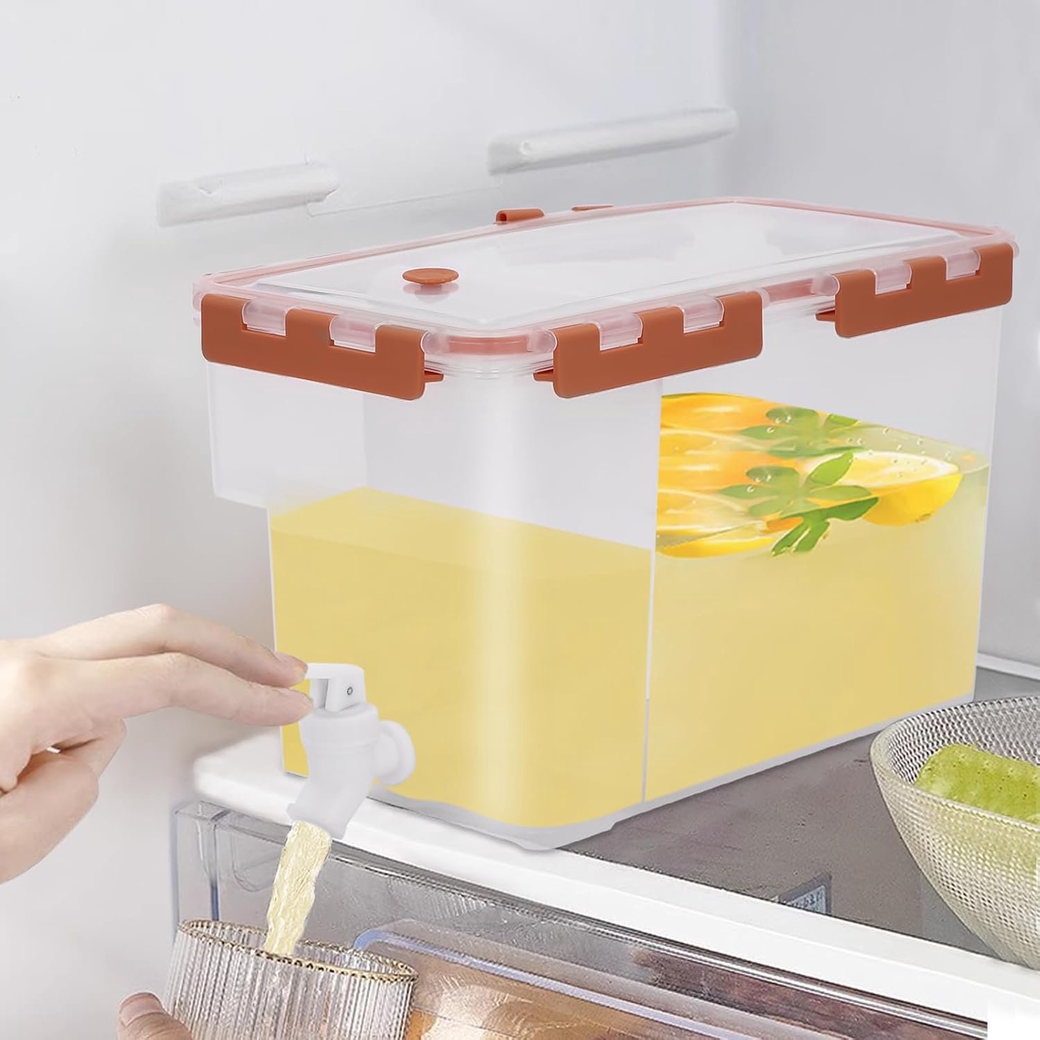 6L drankdispenser met kraan en scheidingswand, koelkast, waterdispenser met tapkraan, modern, grote capaciteit, kunststof, ijswateremmer, drankje voor limonade, koud fruit, theepot, rechthoekig