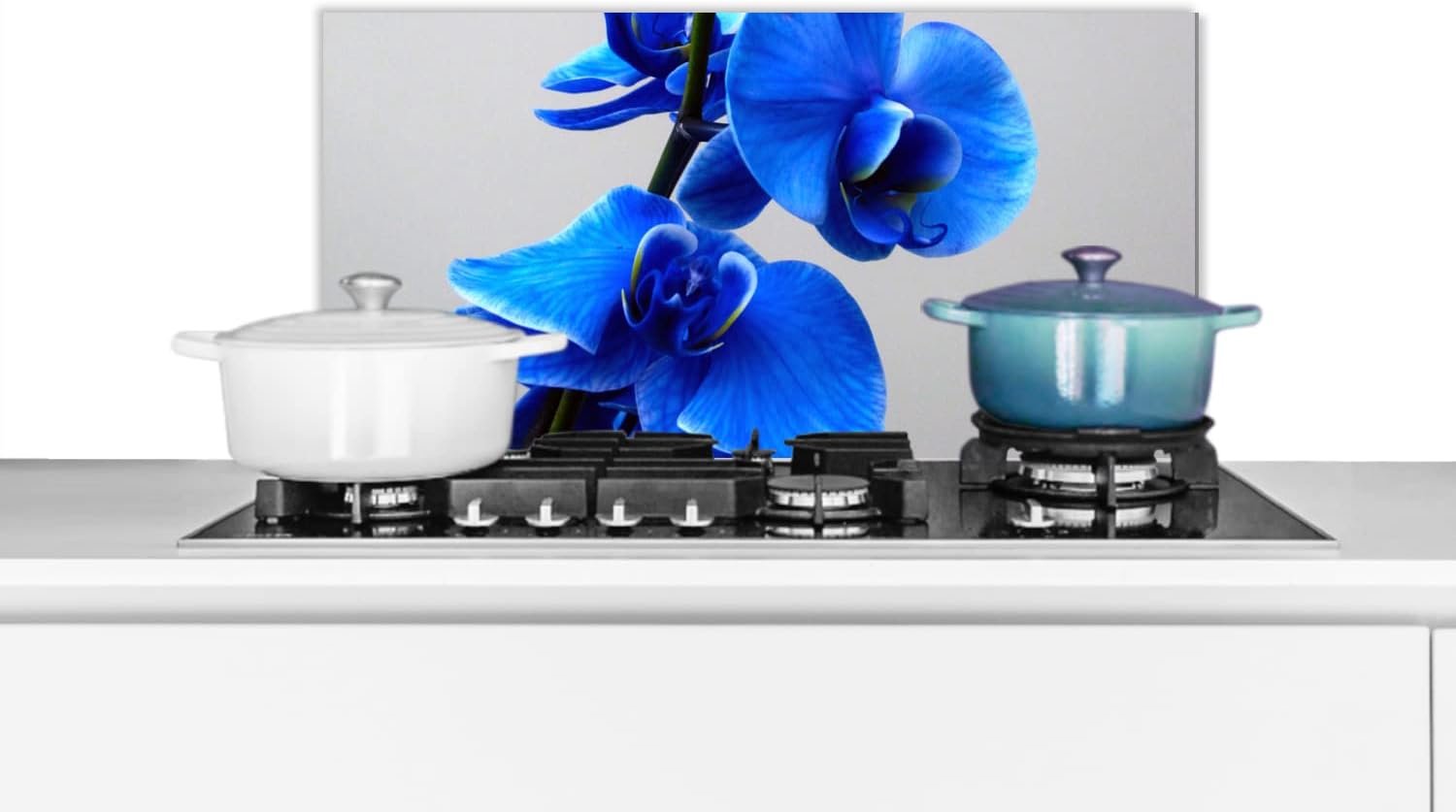Spatscherm Keuken - 60x30 cm - Blauwe Orchidee