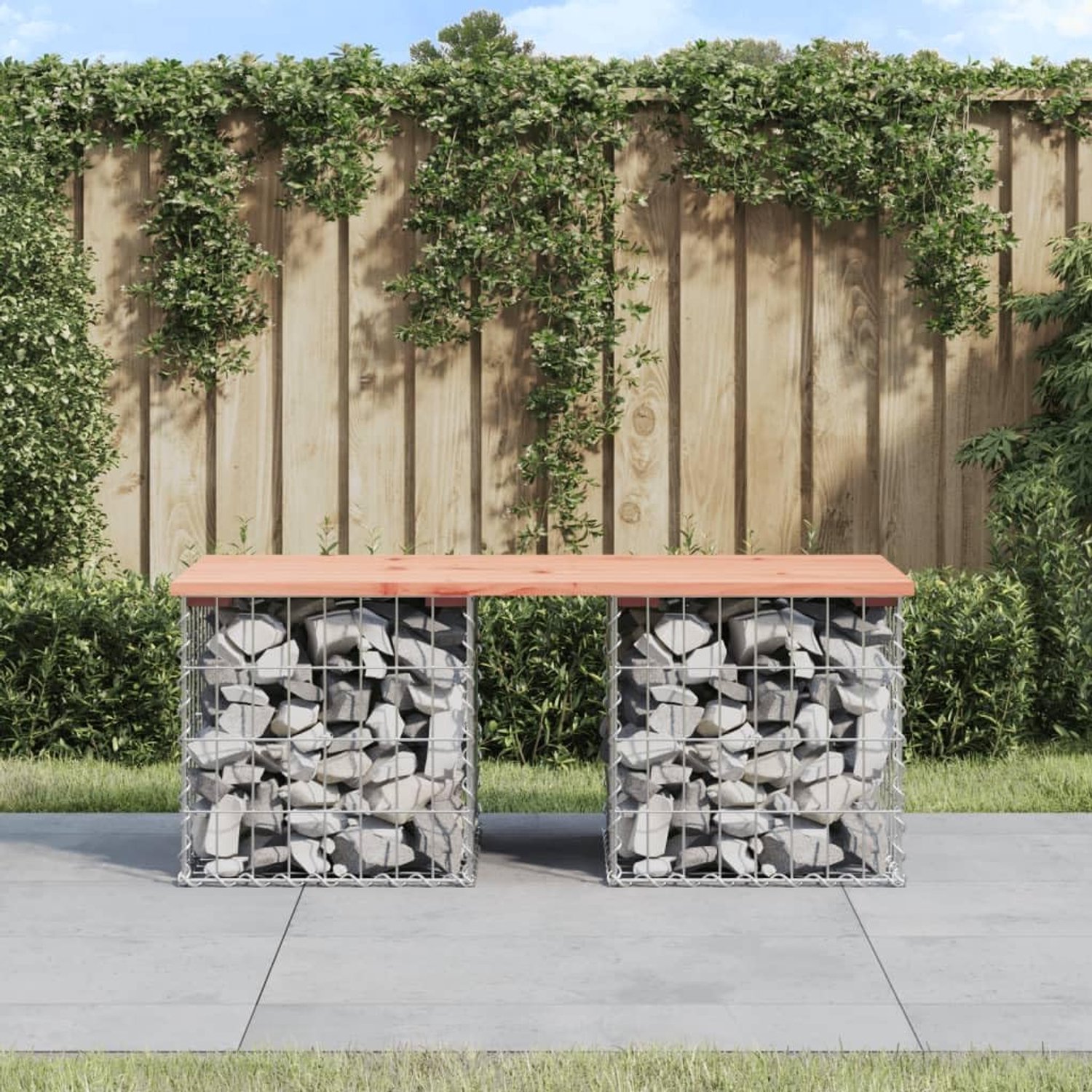 Tuinbank van schanskorven, bank in de vrije bank, outdoor tuinbank, weerbestendig, tuinmeubelen, bank, geschikt voor terras, zwembad, tuin, achtertuin, 103 x 44 x 42 cm, massief hout, Douglas