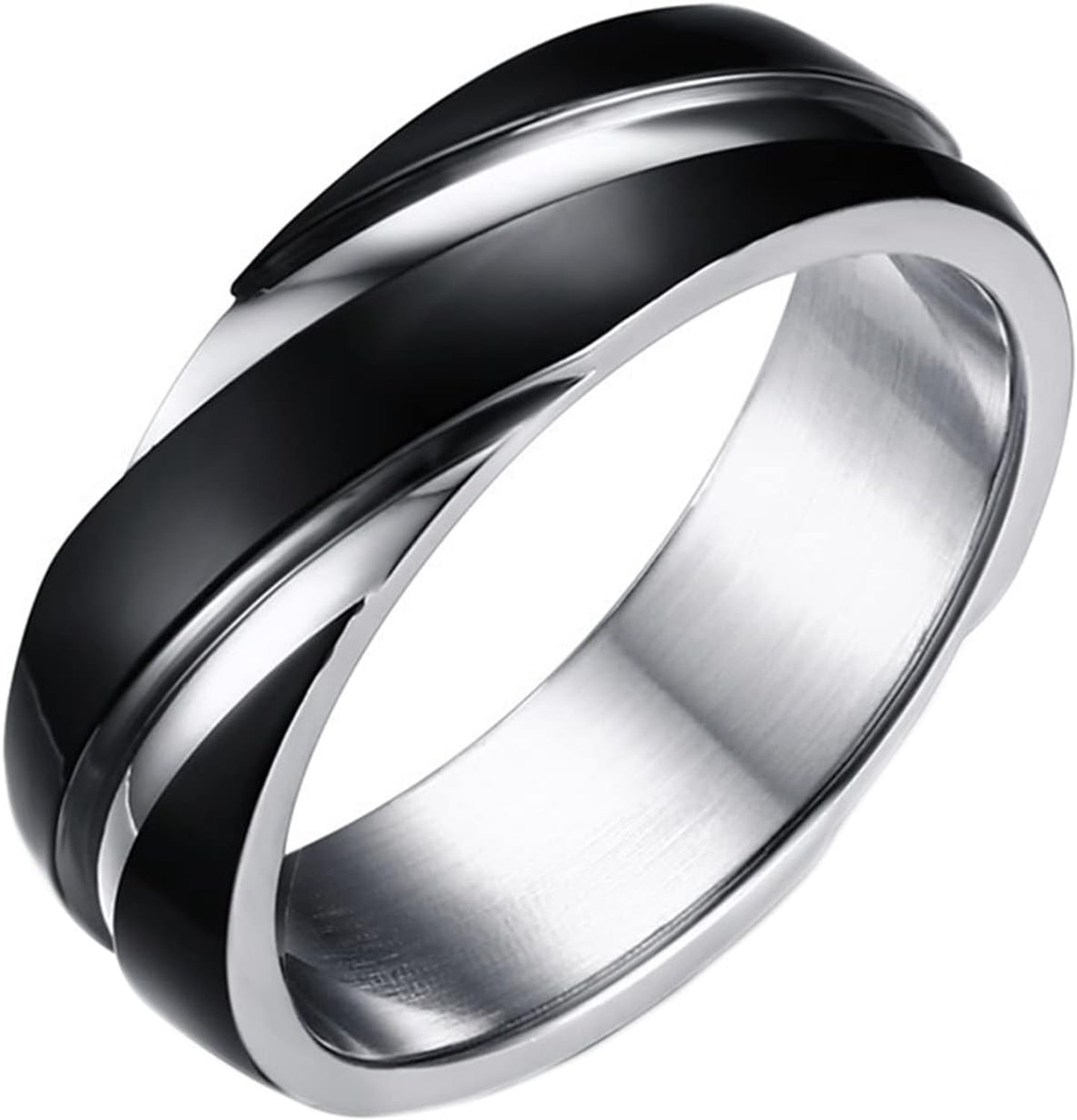 Ringen voor dames en heren, 6 mm, keperstof, ontwerp, gepolijst, comfortabele pasvorm, trouwring, maat J 1/2-Z, goud/zwart/rose goud