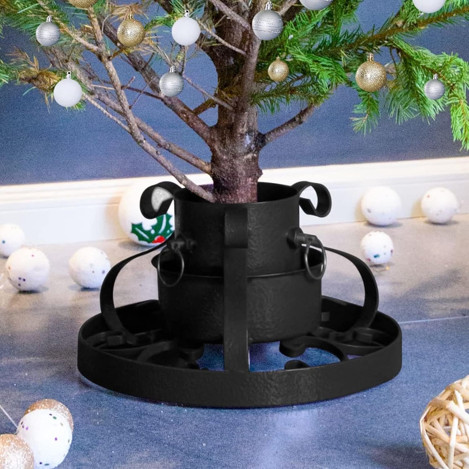 Sokkel voor zwarte kerstboom, 29 x 29 x 15,5 cm, huis en tuin, decoratie, kerstdecoratie, houders voor kerstbomen (SPU: 331320)