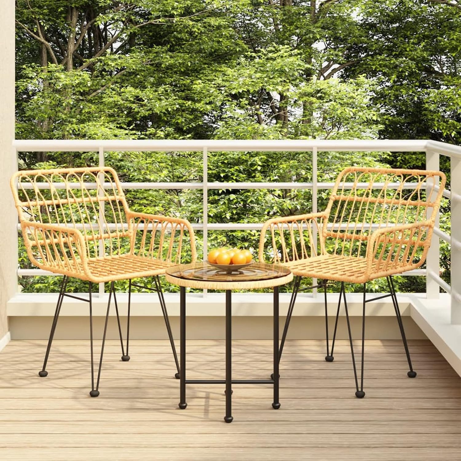 3-delige tuin eetkamer set poly rotan,Achtertuin meubels Set,Rieten stoelen binnen, buiten bars voor terras