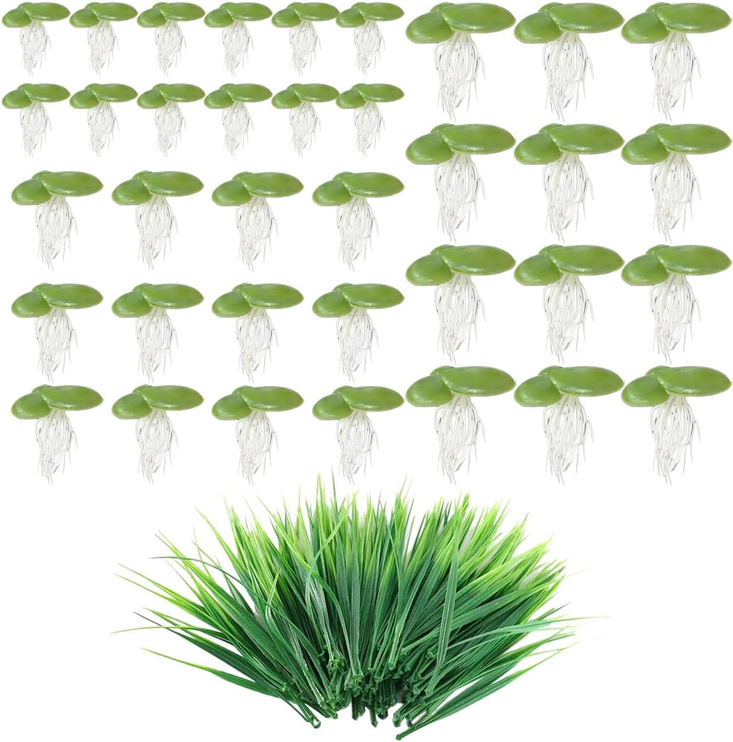 12 Stukken Gesimuleerde Eendenkroos En 20 Stukken Gesimuleerde Waterplanten, Decoratieve Planten Op Het Wateroppervlak, Plastic Drijvend Nepgras Met Wortels, Aquaria En Minivijvers.