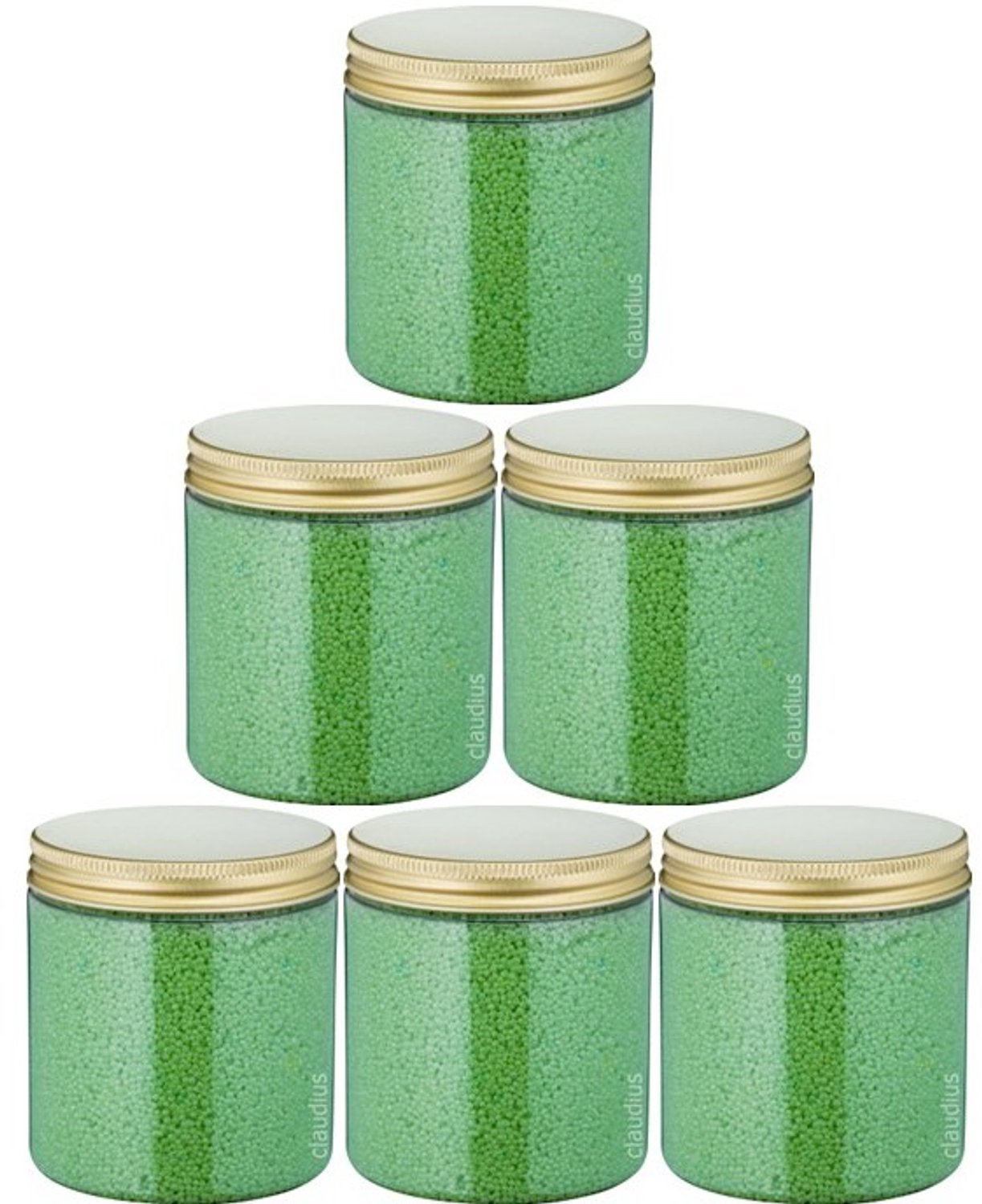 Claudius Badkaviaar Eucalyptus - 200 gram - Pot met gouden deksel - set van 6 stuks - bad parels voor in bad