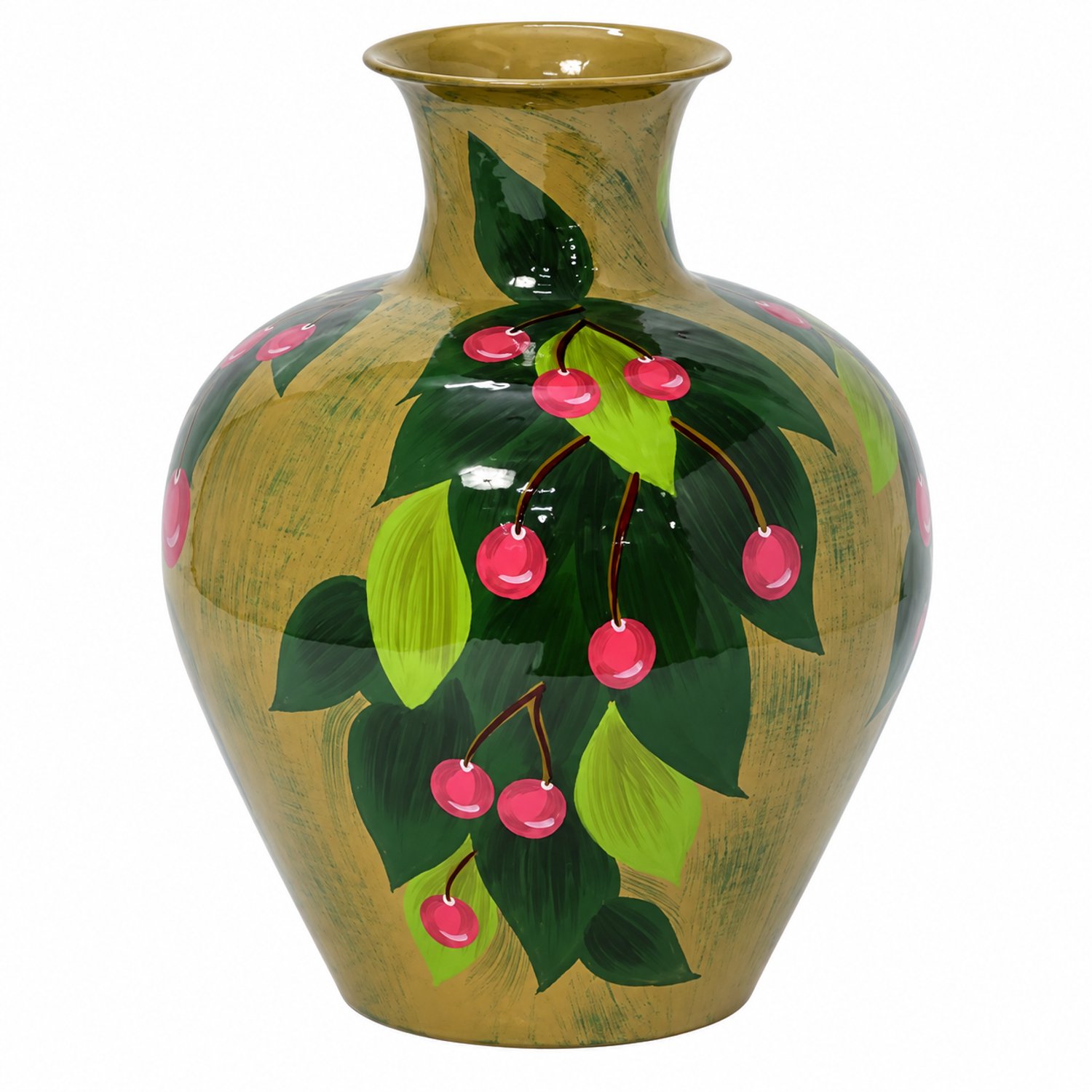 Colmore by Diga vaas goud/groen fruit handbeschilderd enamel 32x32x39cm