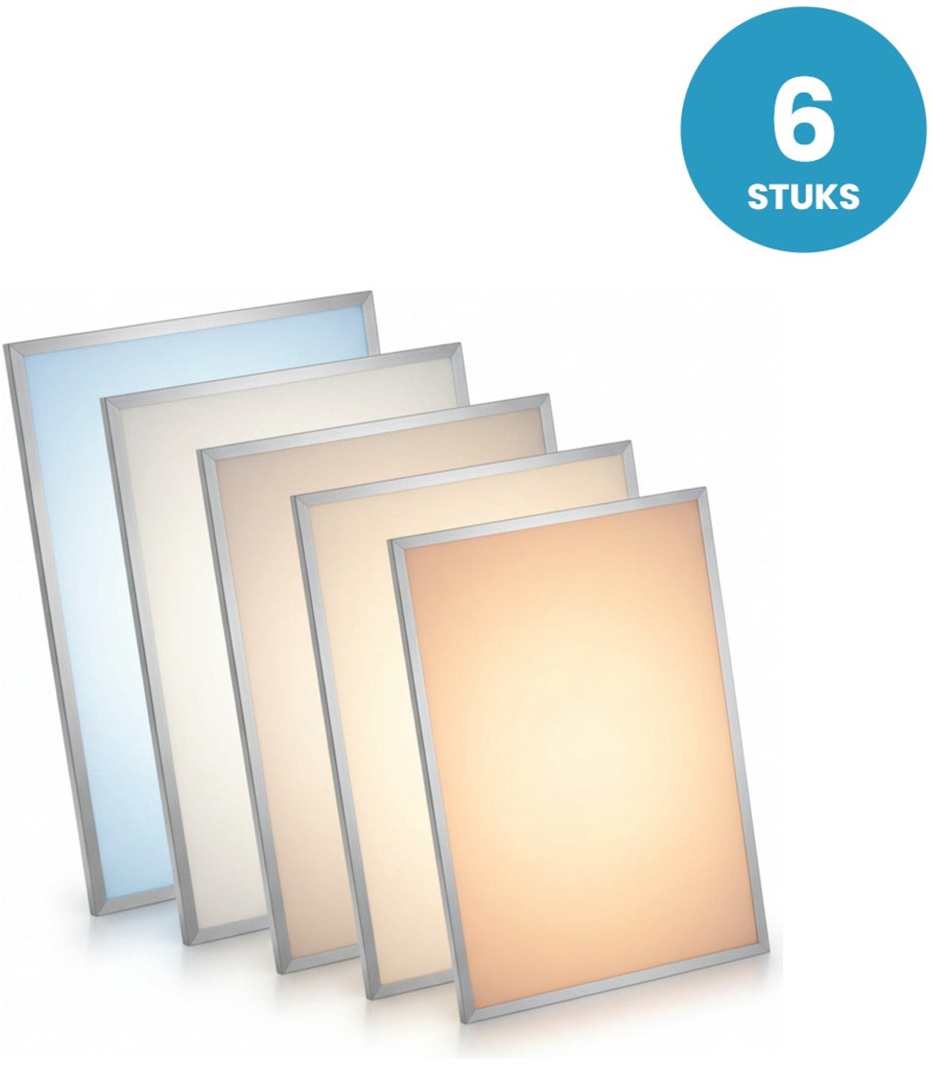 LED paneel 60x120 - 5CCT - 45W - 5850-6300 Lumen - UGR<19 - 3000K t/m 6000K - wit frame - 6 stuks - 5 jaar garantie