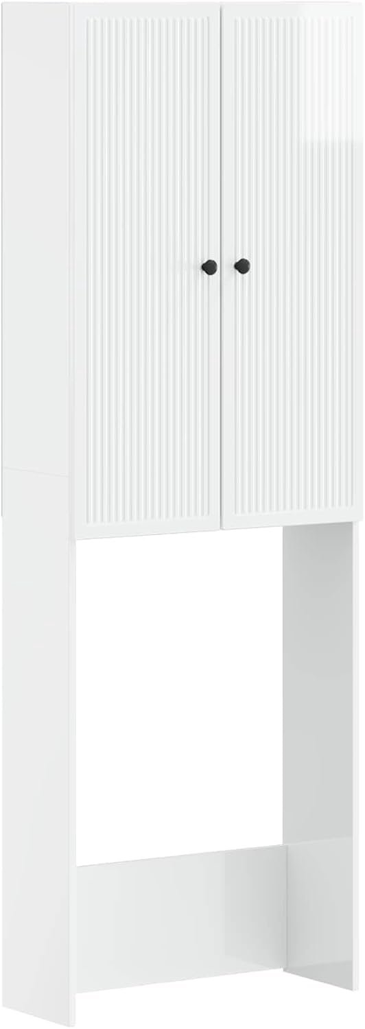 Toiletkast van hout hoogglans wit 66 x 25,5 x 190 cm