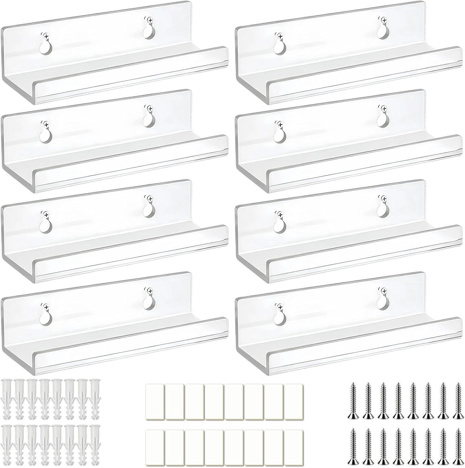 Vinyl, transparant, 10 x 3,5 x 3 cm, 8 stuks