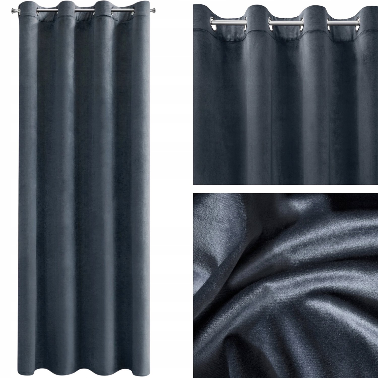 Nadine Velours Gordijn 140x250cm Donkerblauw - Verduisterend met Ring Ringen