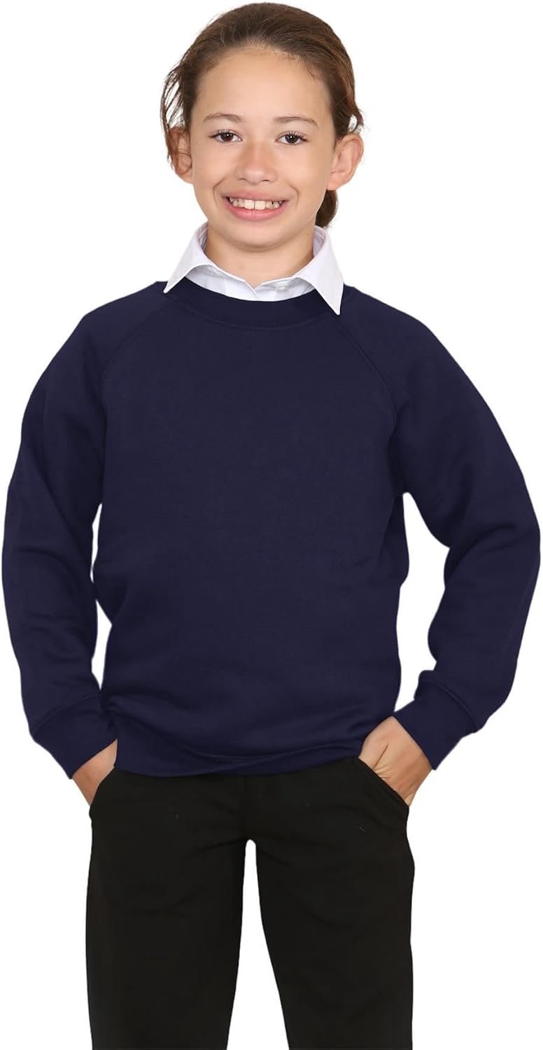 Schooltrui voor jongens en meisjes, kinderen, ronde hals, fleece trui, lange mouwen, effen, jongens, sweatshirt, uniseks, schooluniform meisjes, leeftijd 2-13