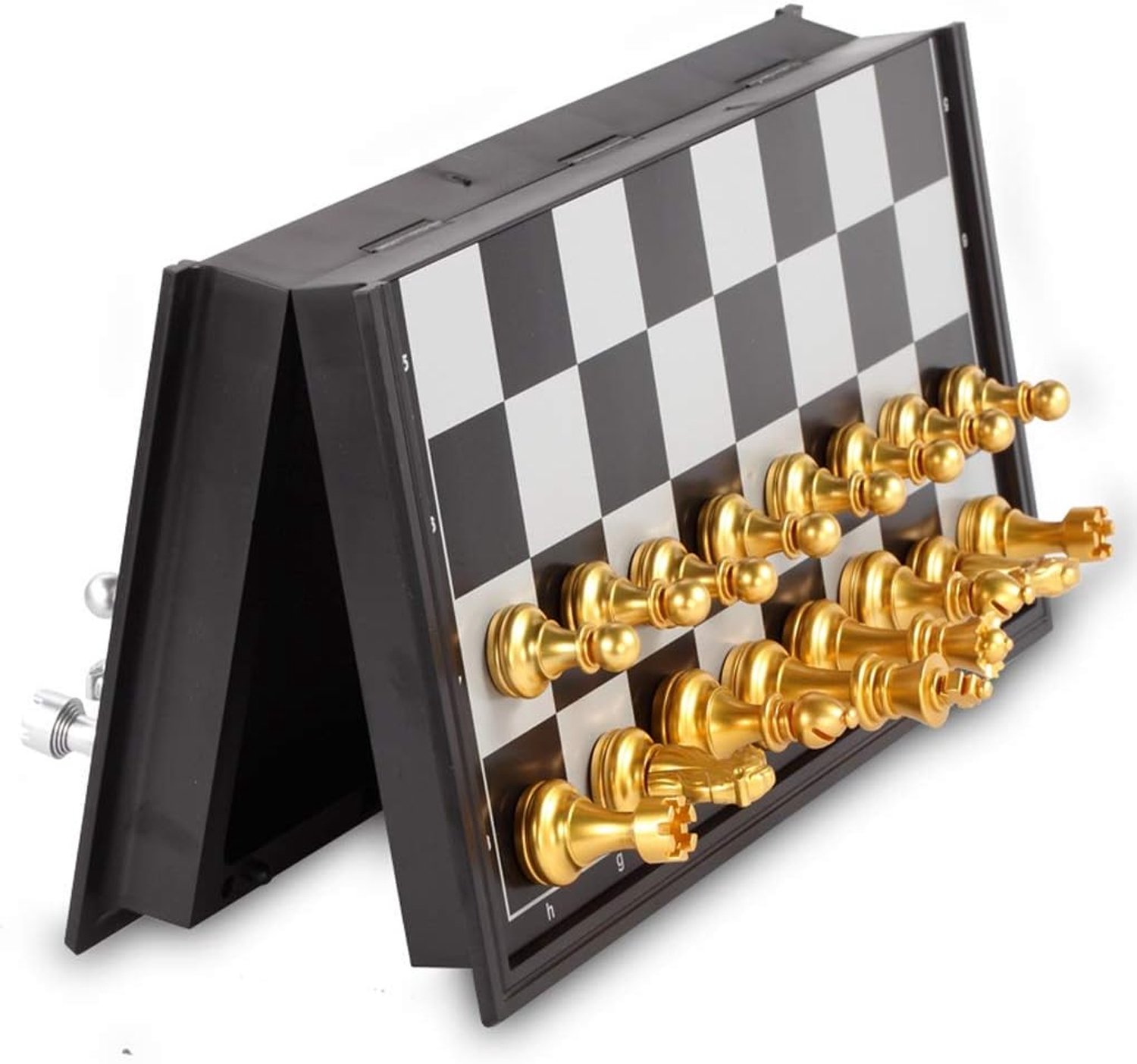 Schaakspel Chess Magnetic Chess Draagbare opvouwbare bord for kinderen en studenten beginners Schaaksets voor kinderen en volwassenen (Color : Gold and silver, Grootte : 24.5 * 21.5 * 1.9cm)