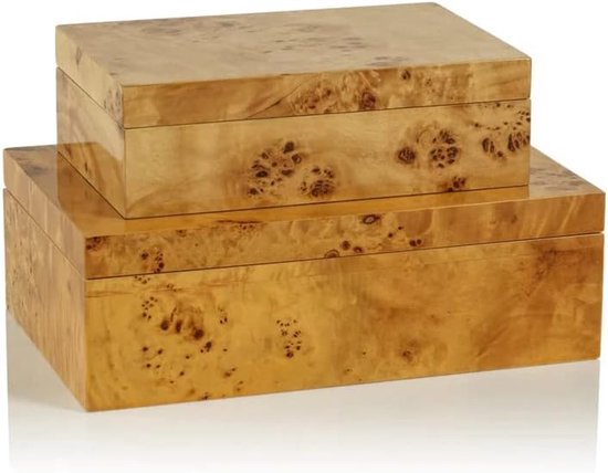 Leiden Burl Houten Design Decoratieve Doos (Large 10") — afbeelding 3