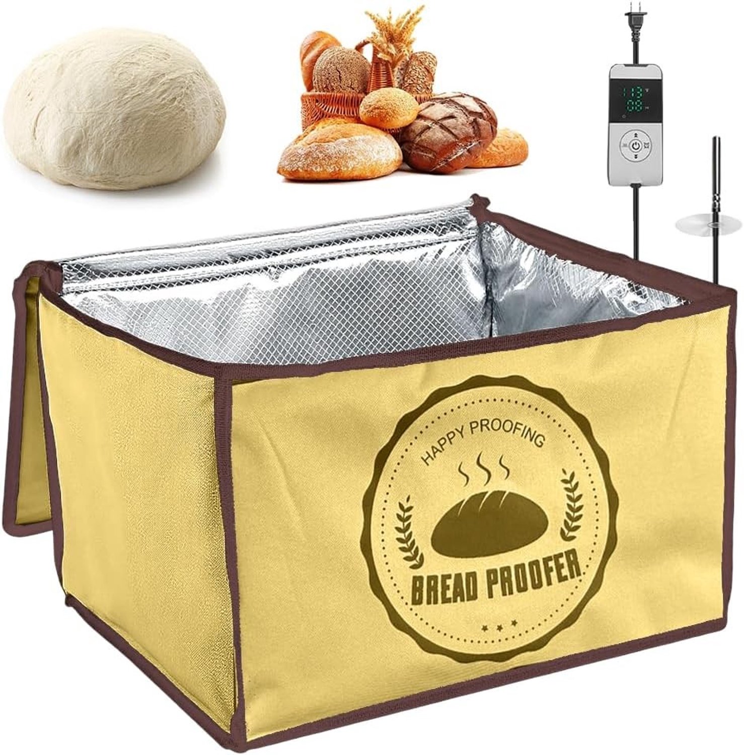 Tuinbak voor Zuurdesem en Pizzadeeg - Opvouwbaar - 30 l - Met Deksel en Temperatuurregeling - Voor Thuisbakkers