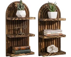 Set van 2 houten wandplanken, regenboog wanddecoratie in bohemian stijl voor thuisdecoratie en opslag