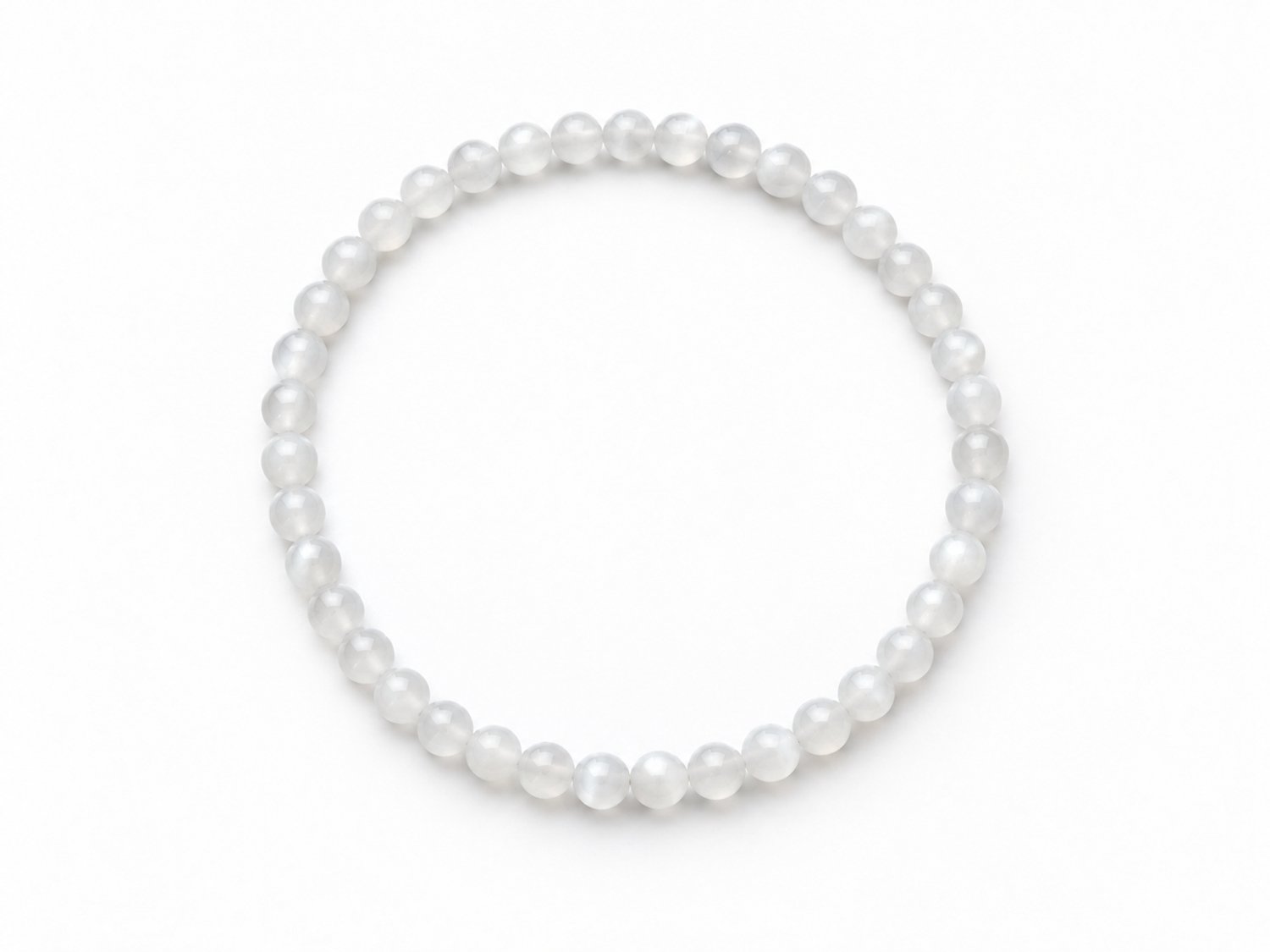 Seleniet Armband 4 mm Kralen – Diameter 17 cm – Witte Edelsteen Armband – Hoge Kwaliteit – Seleniet armband – Seleniet - Seleniet sieraden – Armband