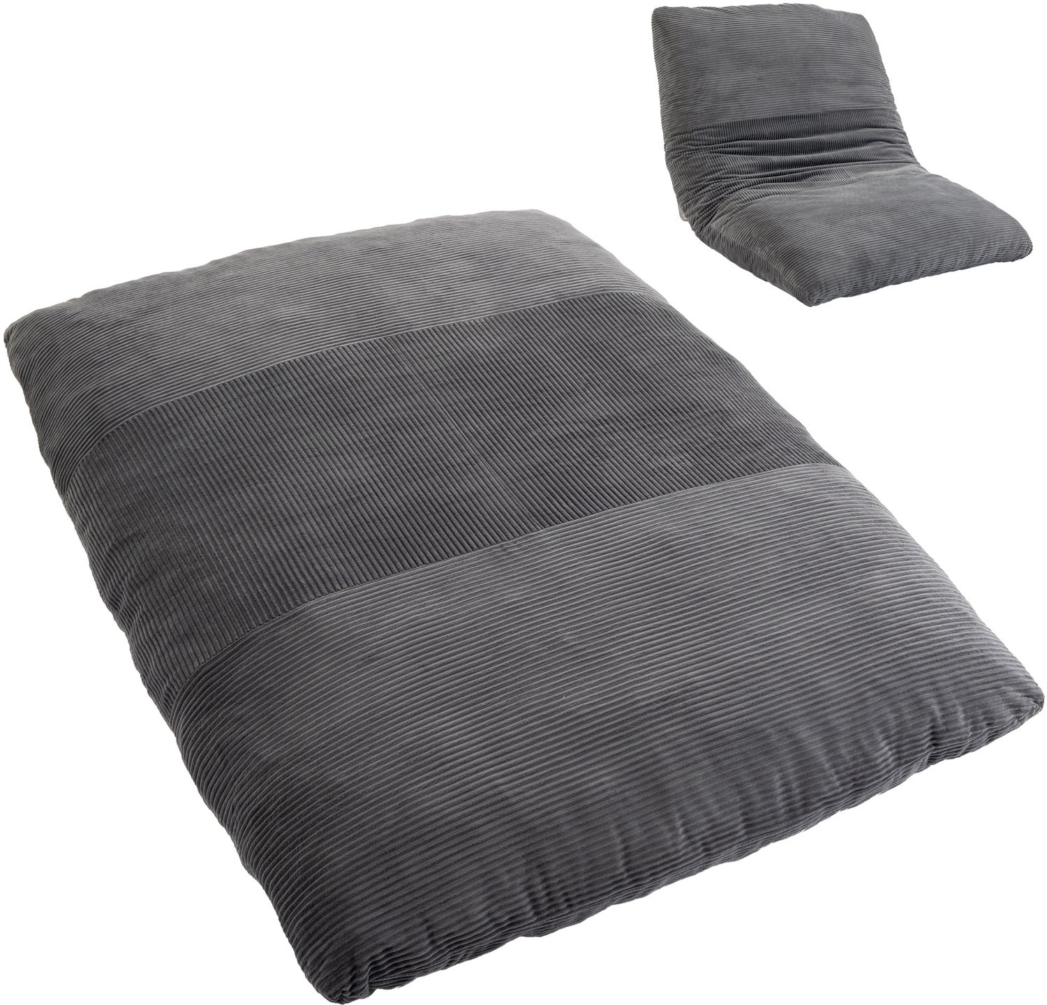 Homcom Floor Chair-Cordstoff, Schaumstoff-145 x 98 x 95 cm-Dunkelgrau Donkergrijs
